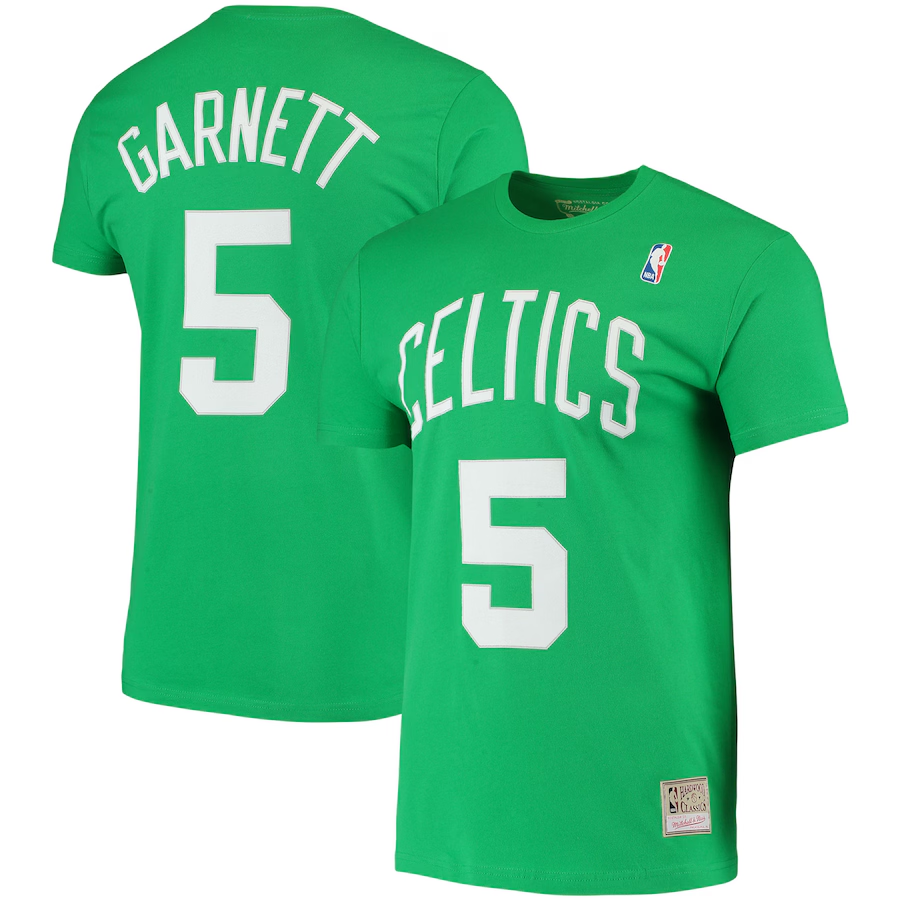 Men NBA Boston Celtics #5 Garnett green T shirt->nba t-shirts->Sports Accessory